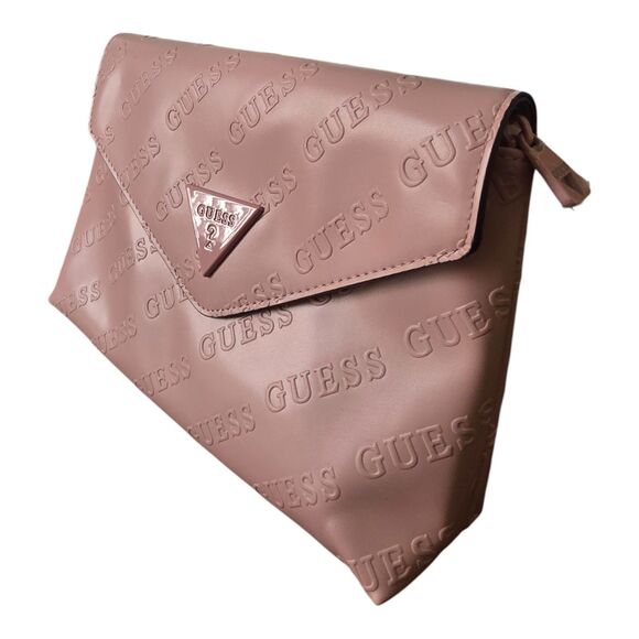 GUESS Pink Embossed Logo Clutch Bag Envelope Crossbody Women’s Purse Handbag - Picture 10 of 10